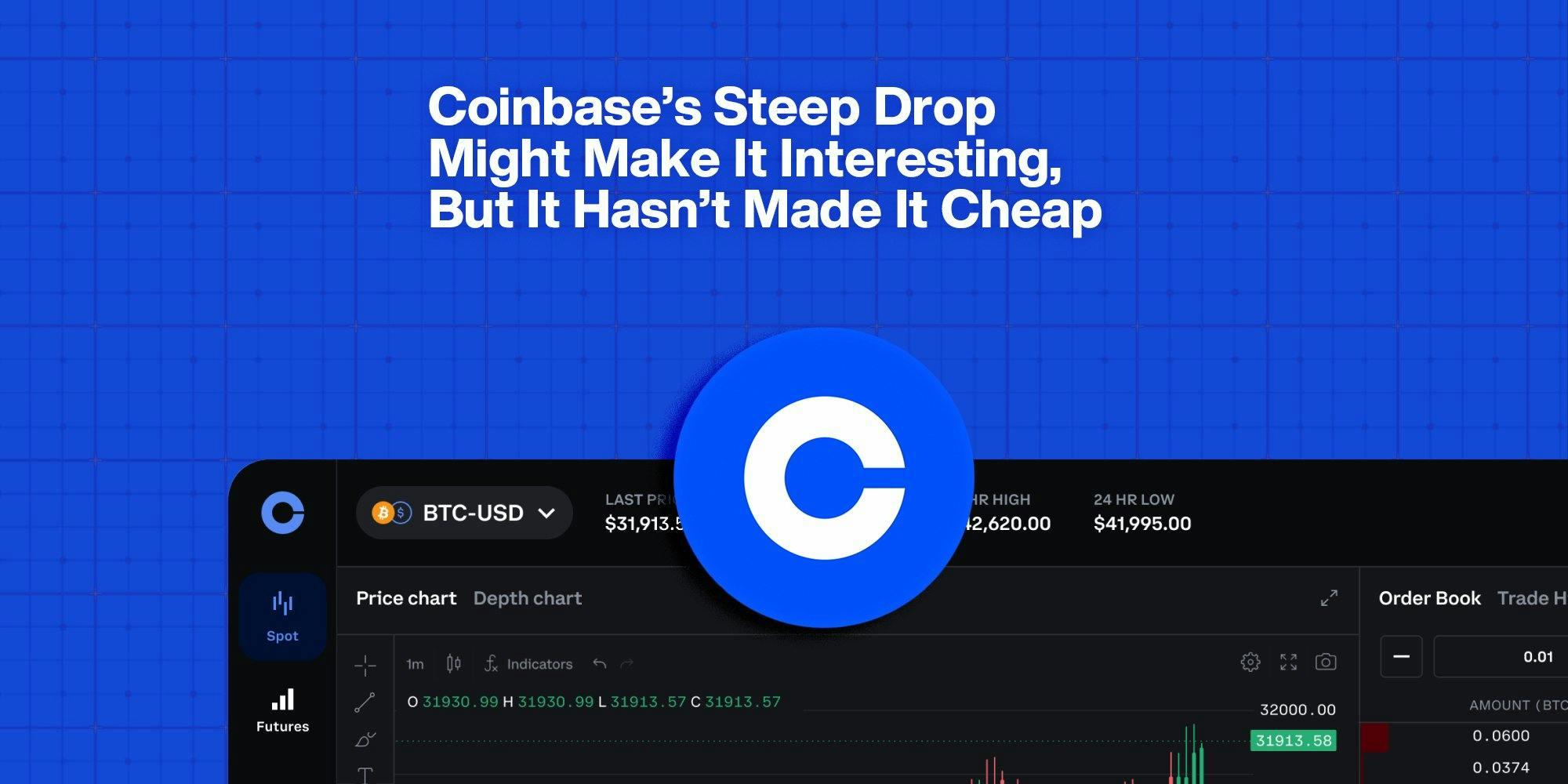 Coinbase’s Steep Drop Might Make It Interesting, But It Hasn’t Made It Cheap